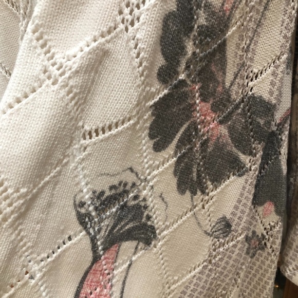 Anthropologie Knitted + Knotted Diamondlink Floral Open Cardigan Sweater, Sz Med - Picture 4 of 14